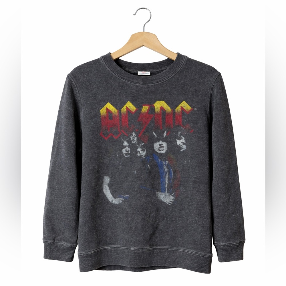 AC/DC Graphic Sweatshirt Kids 5T Rock Band Charcoal Pullover Vintage Style